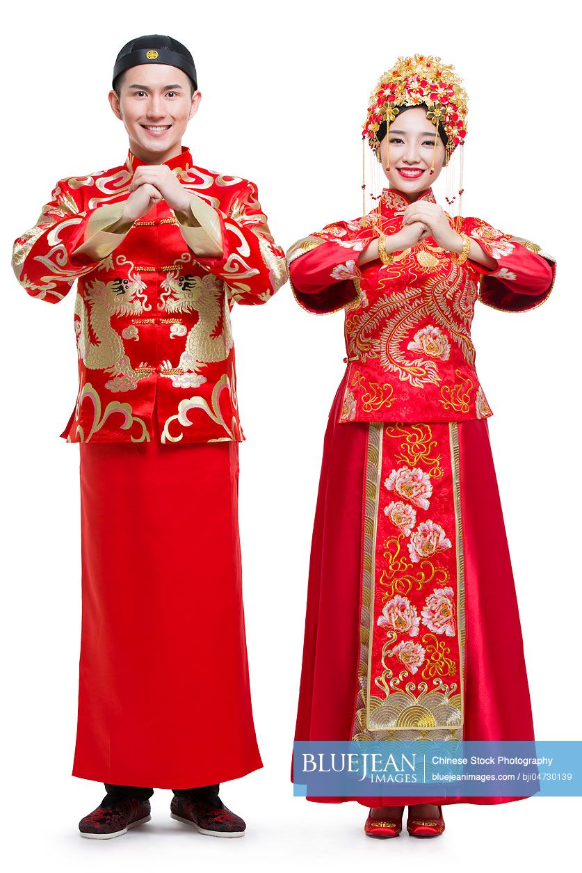 Happy Chinese bride and groom