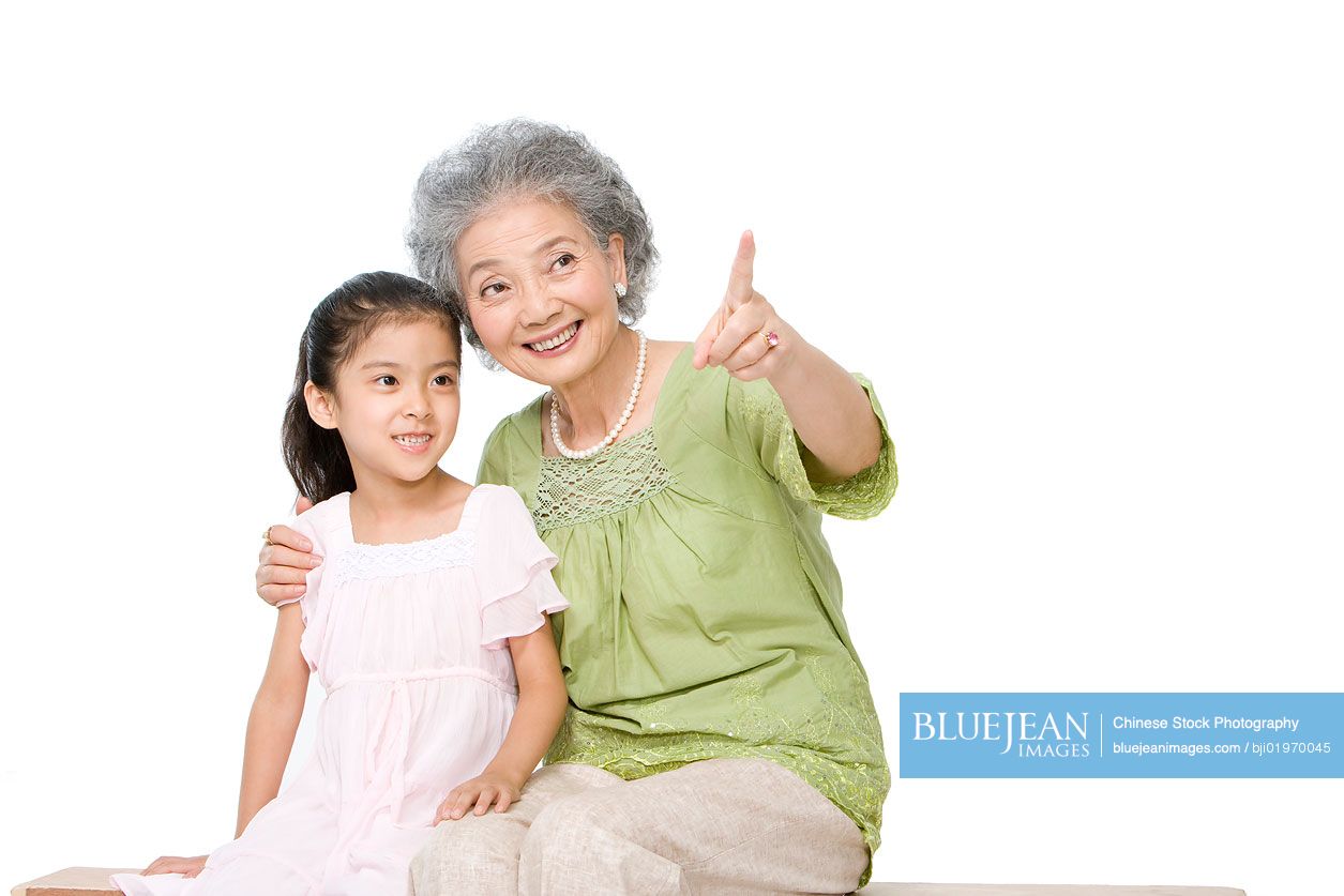 Portrait of Chinese grandmother and granddaughter