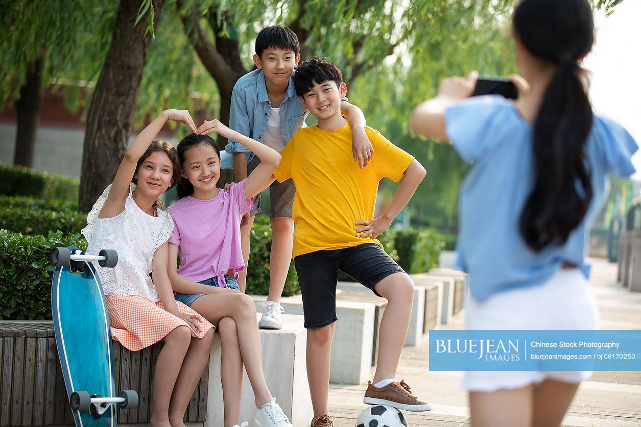 Teenagers having fun in park