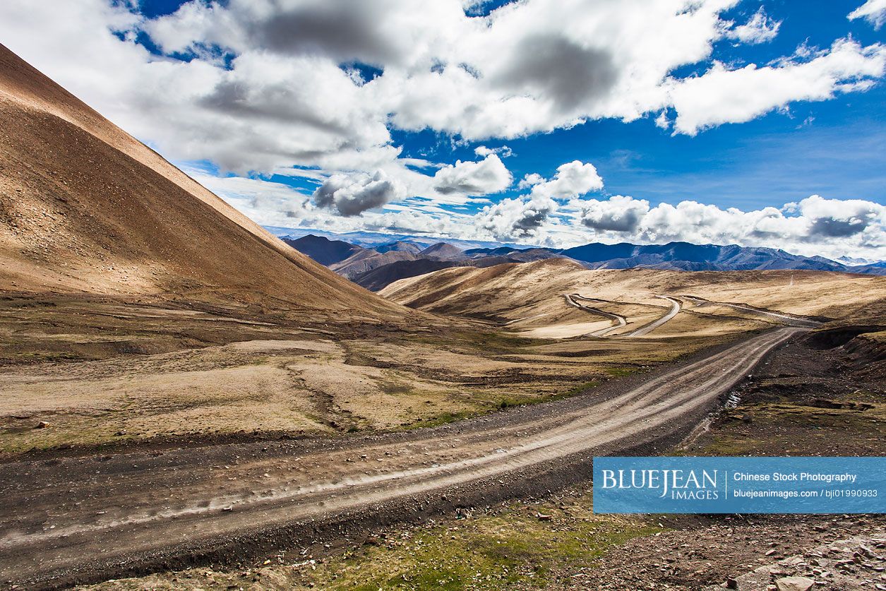 Mountain road in Tibet, China