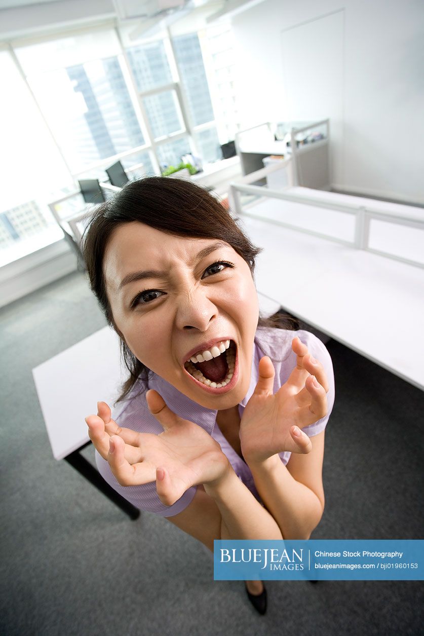 Frustrated Chinese office worker