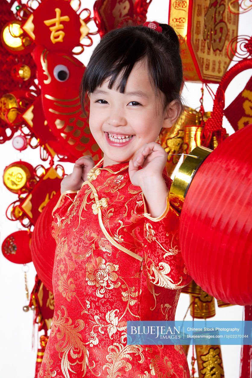 Portrait of a cute Chinese girl in traditional clothing