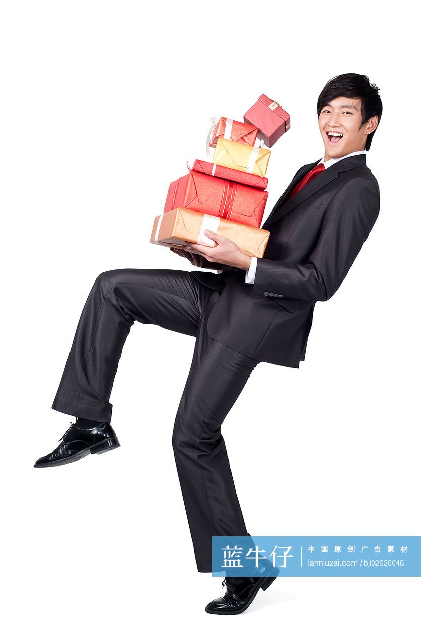 商务男士和礼物盒