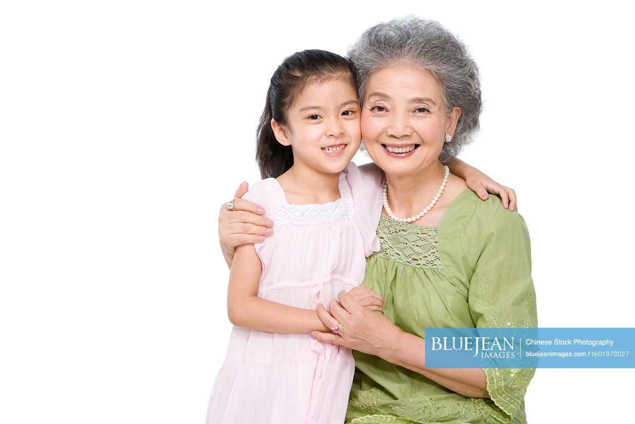 Portrait of Chinese grandmother and granddaughter