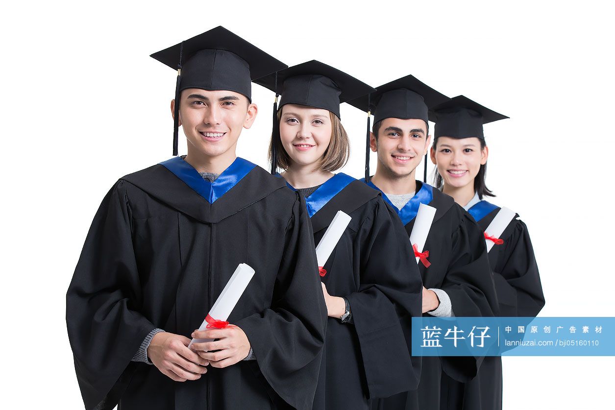 穿学士服的大学生们-蓝牛仔影像-中国原创广告影像素材