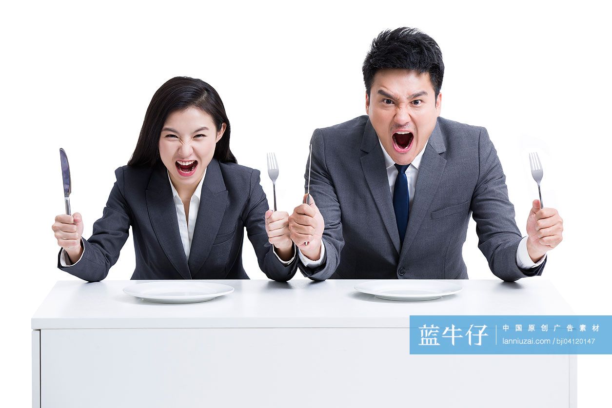 商务伙伴吃快餐