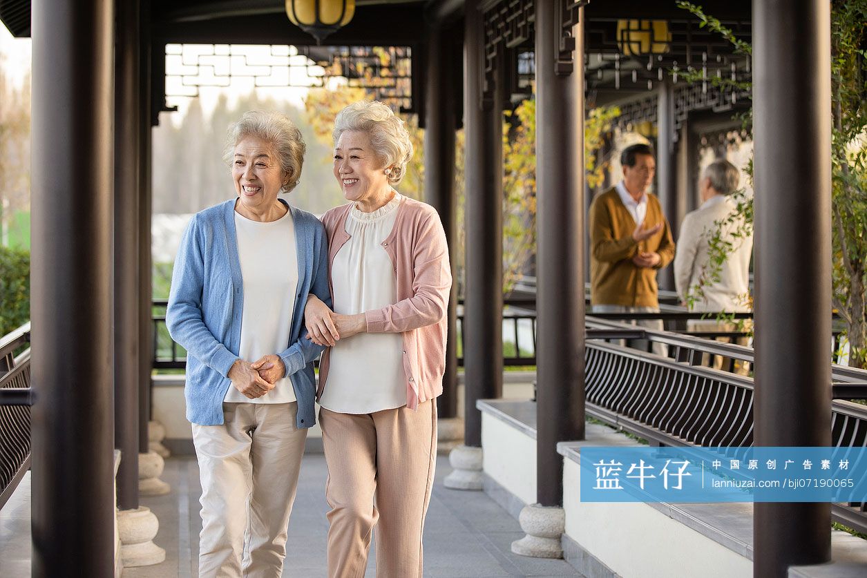老年朋友们闲逛-蓝牛仔影像-中国原创广告影像素材