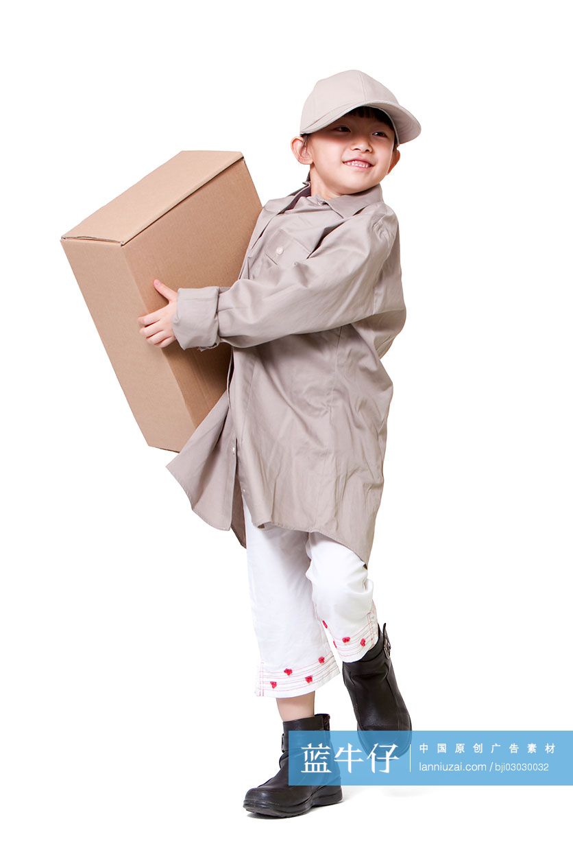女孩扮演快递员
