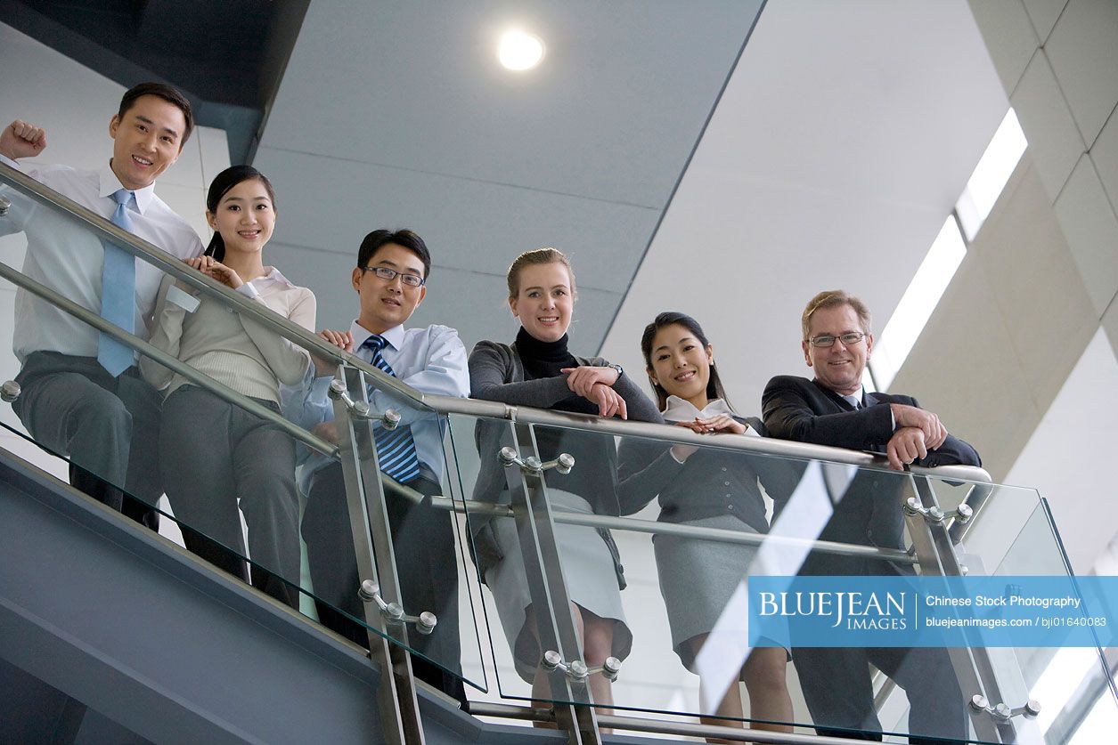 Officemates on the stairs