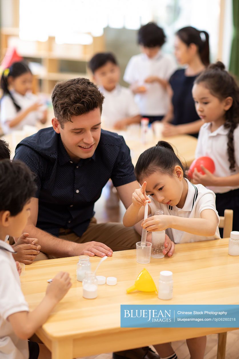 Children having science class