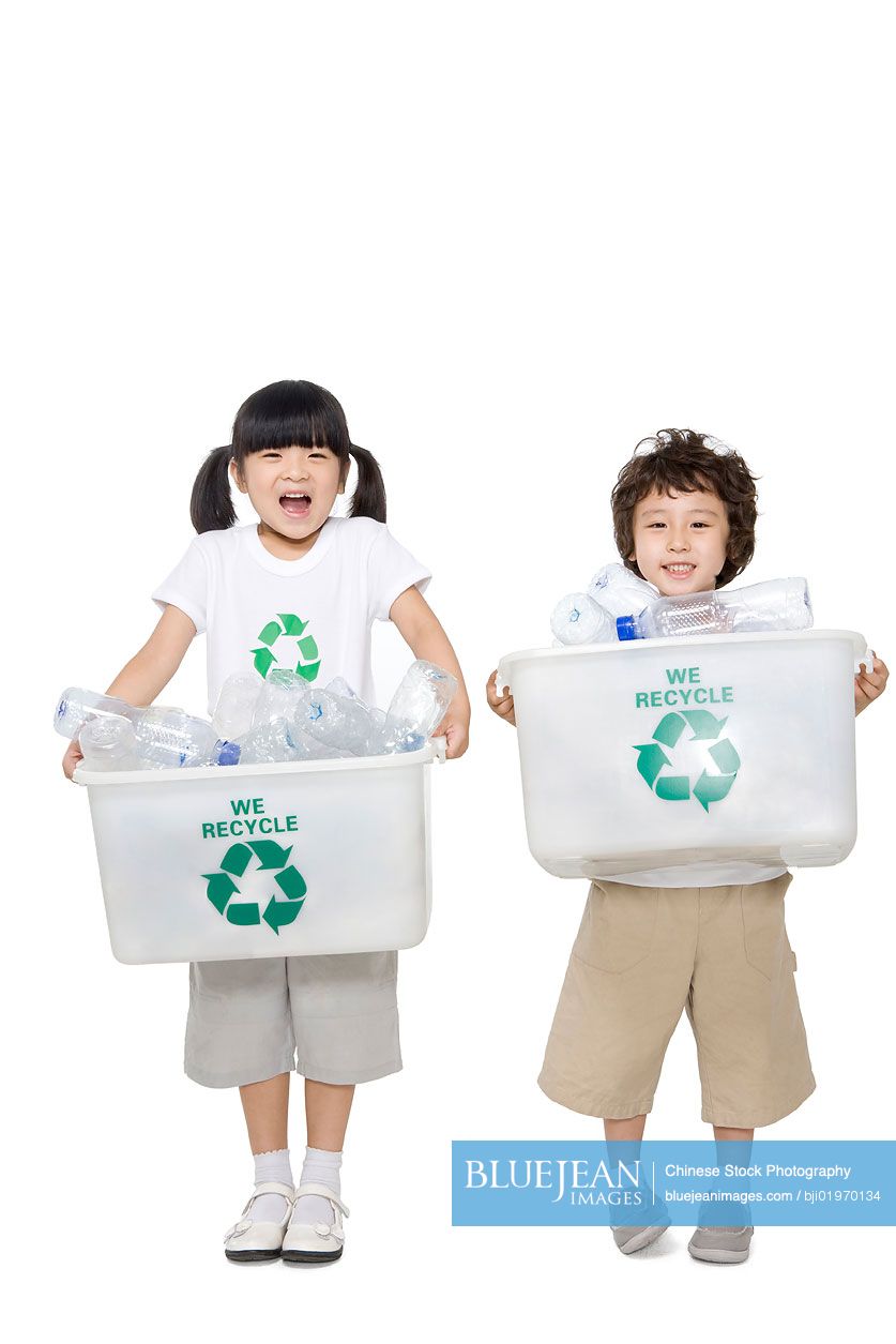 Portrait of eco-friendly Chinese kids