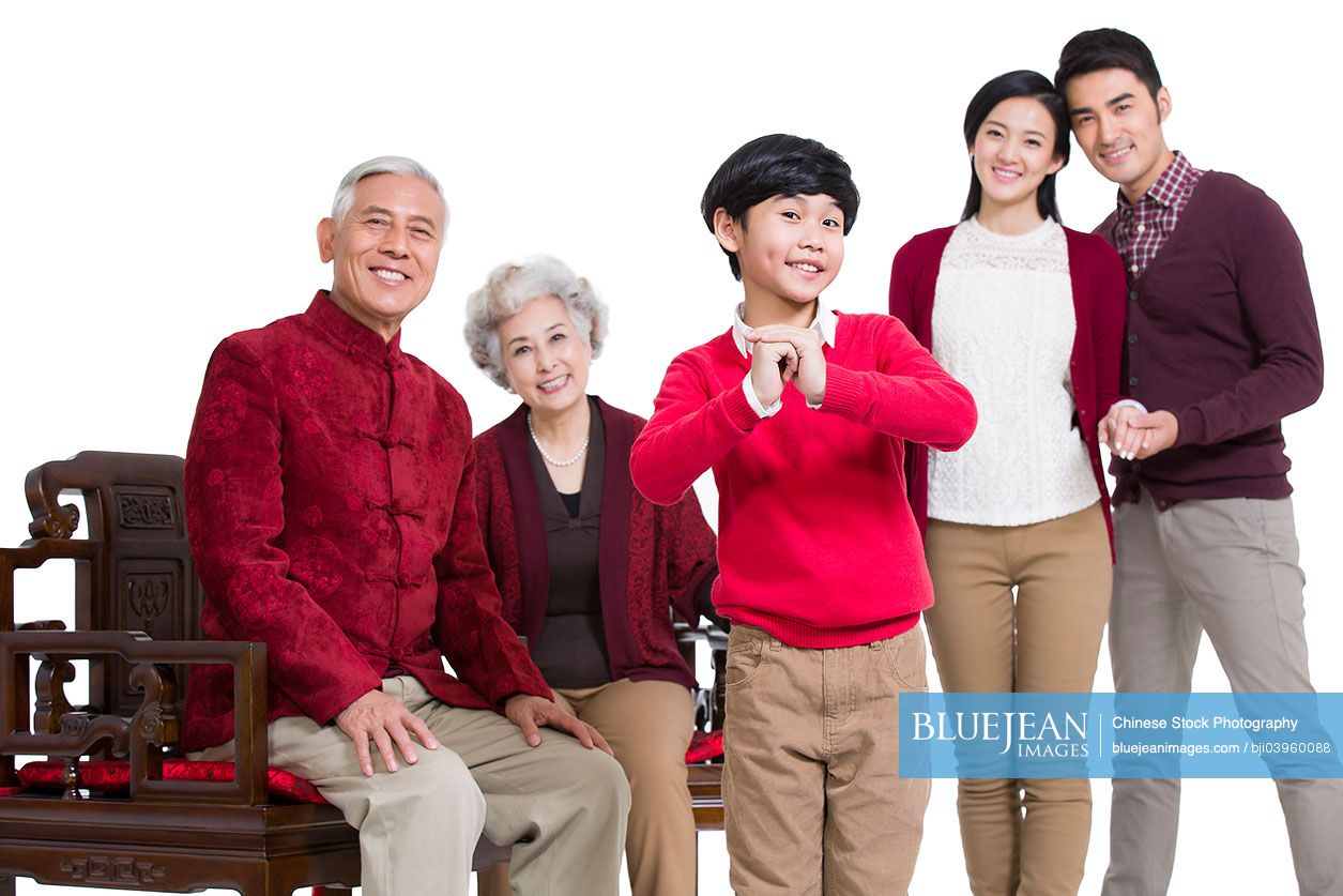 Happy Chinese family greeting for Chinese New Year