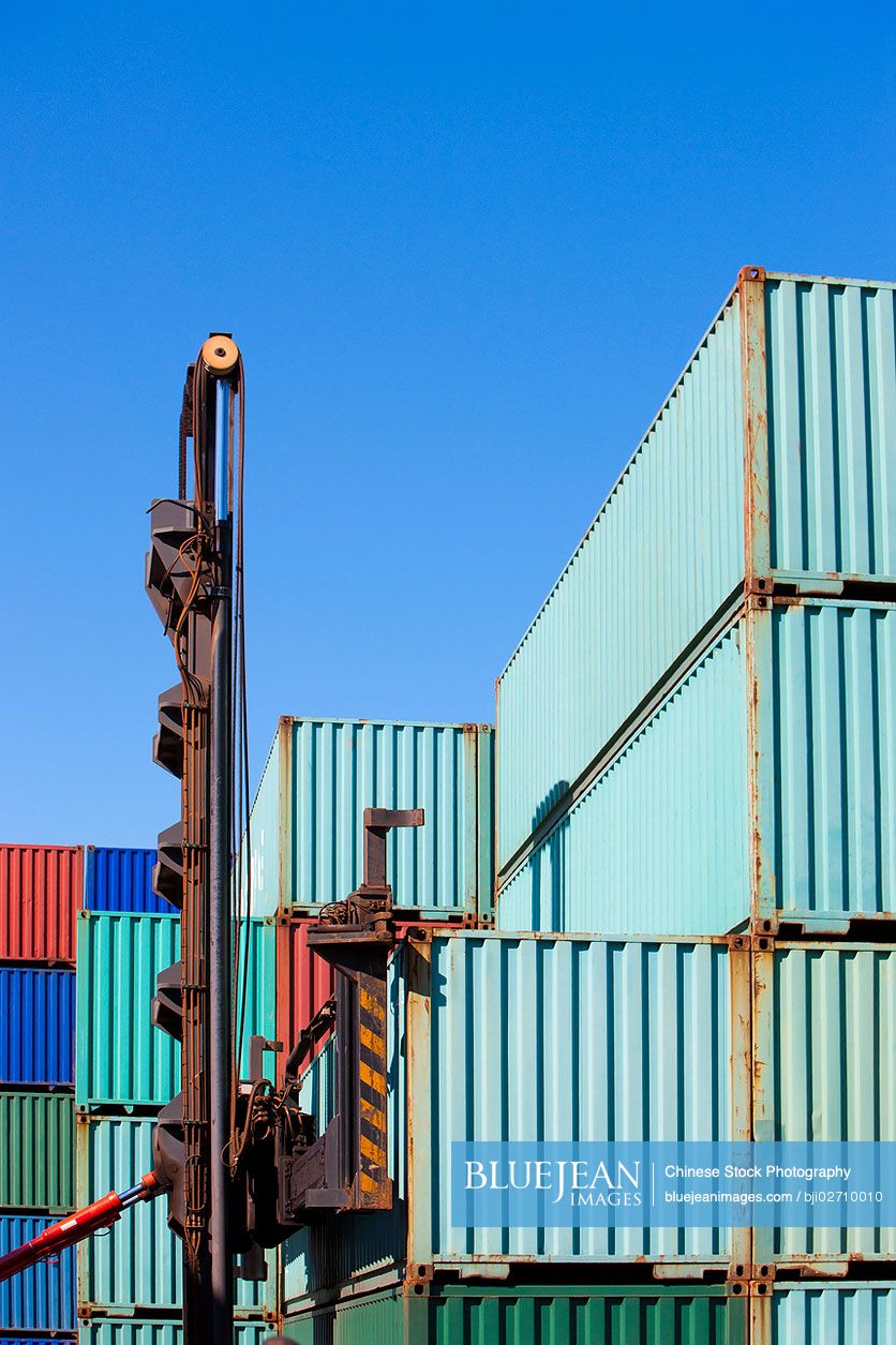 Cargo containers in shipping dock