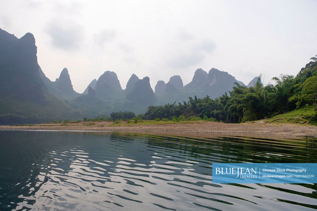 View of the Guilin hills from a boat