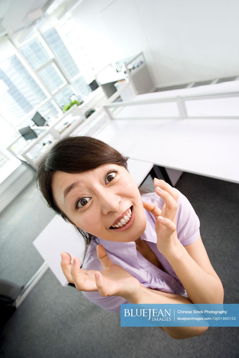Frustrated Chinese office worker