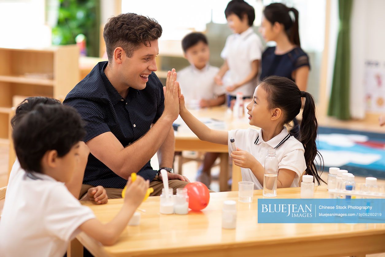 Children having science class