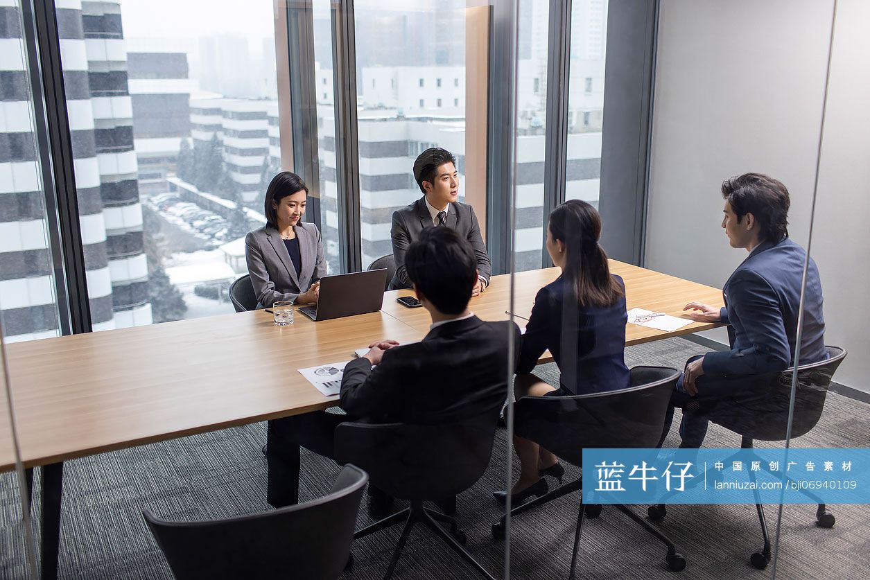 自信的商务团队在会议室开会
