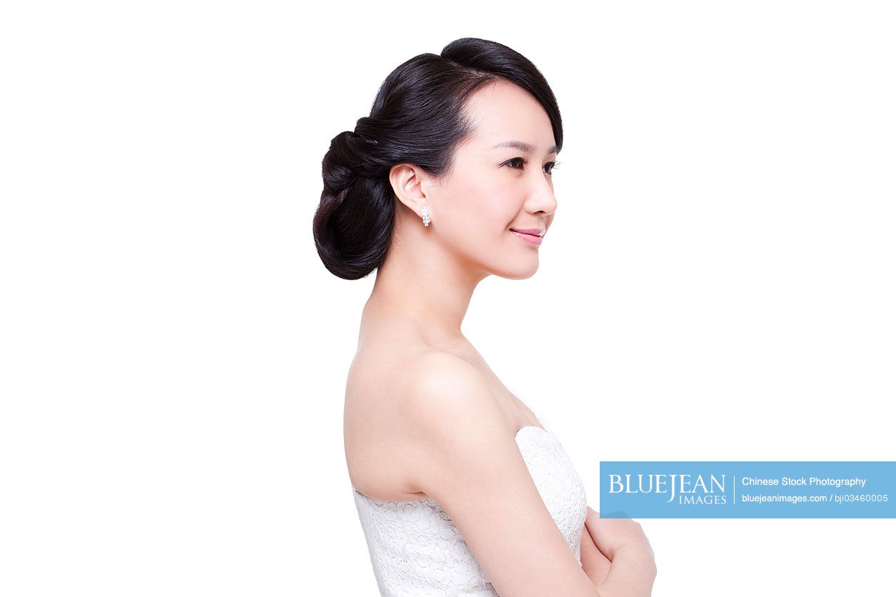 Side view of elegant Chinese woman