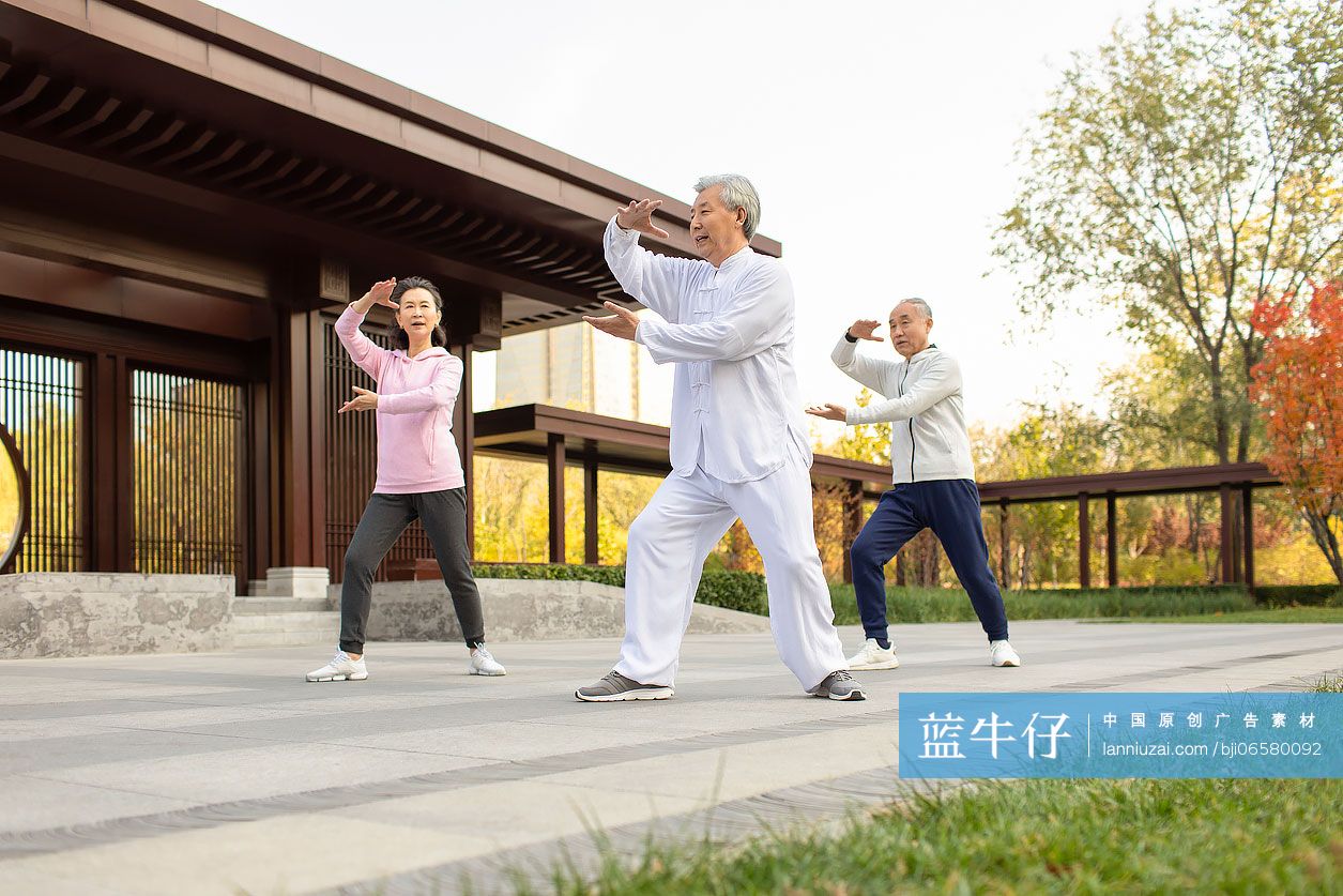 老年人在公园练太极