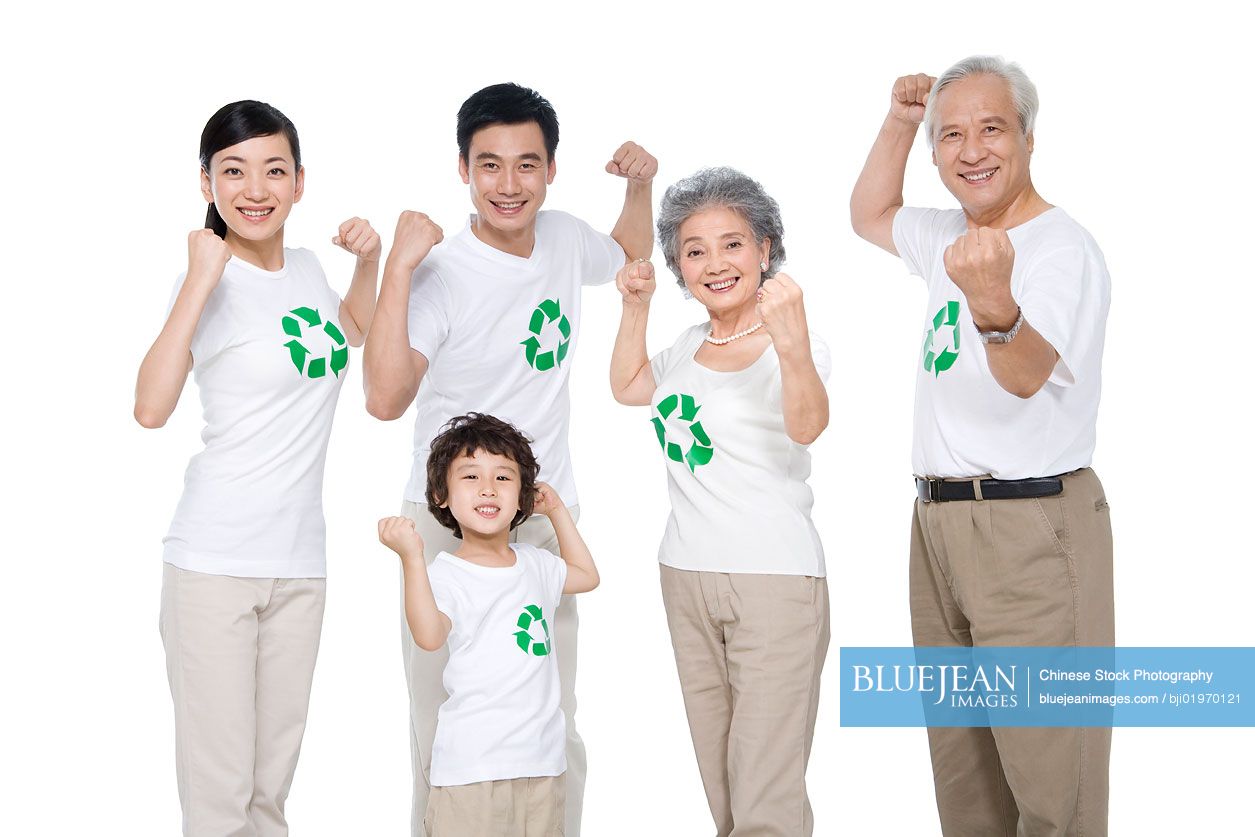 Portrait of an eco-friendly Chinese family