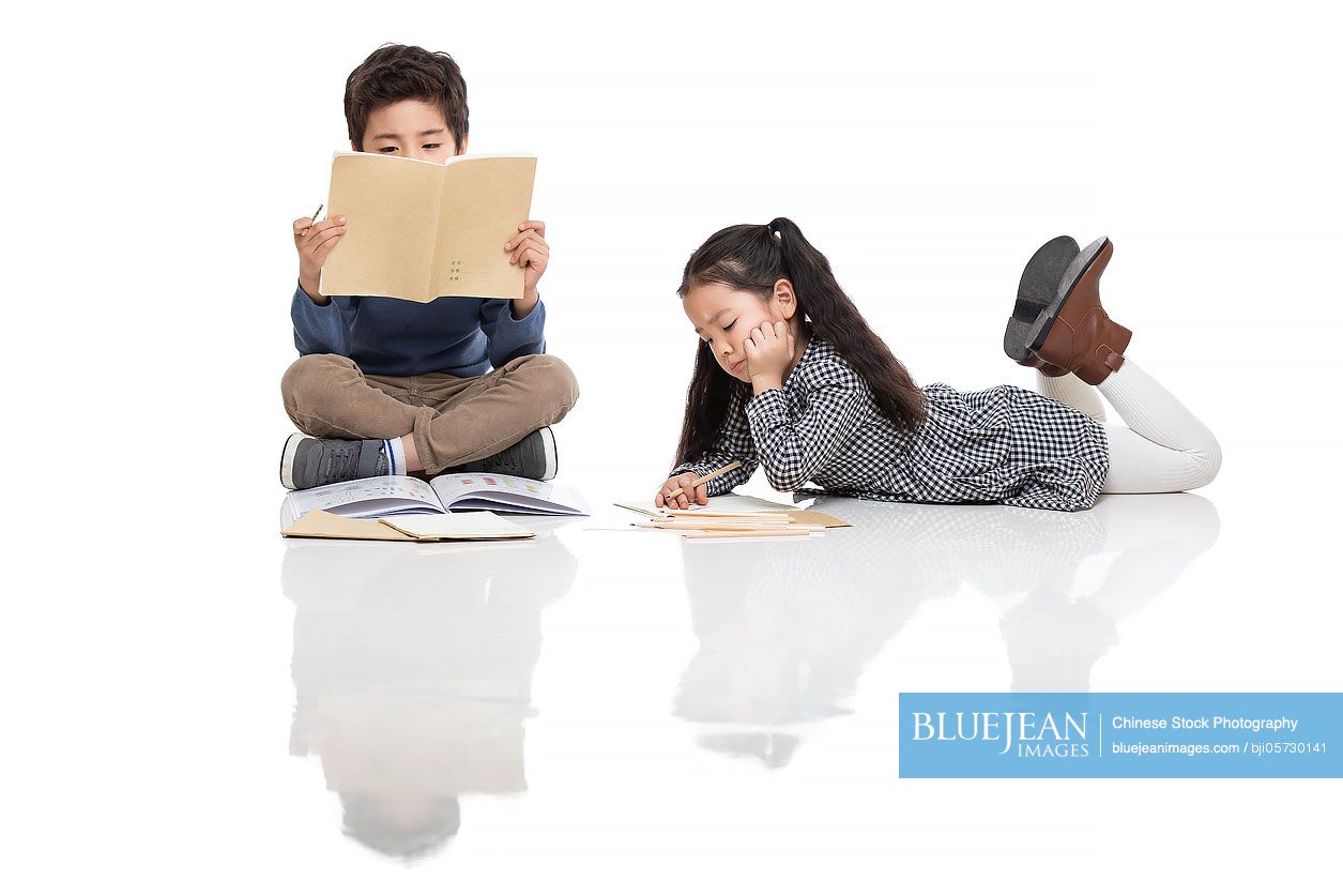 two-chinese-children-studying-together-high-res-stock-photo-for-download