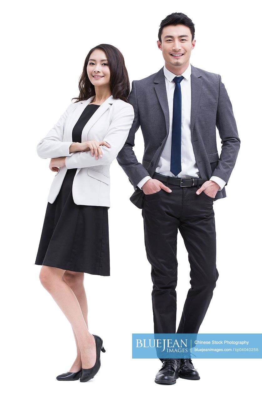 Young Chinese businessman and businesswoman