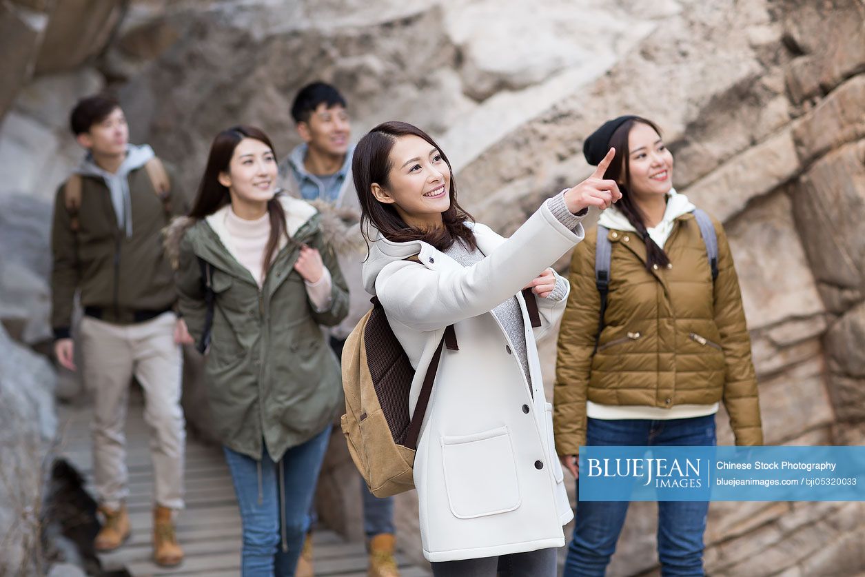 Happy Young Chinese Friends Enjoying Winter Outing High Res Stock Photo
