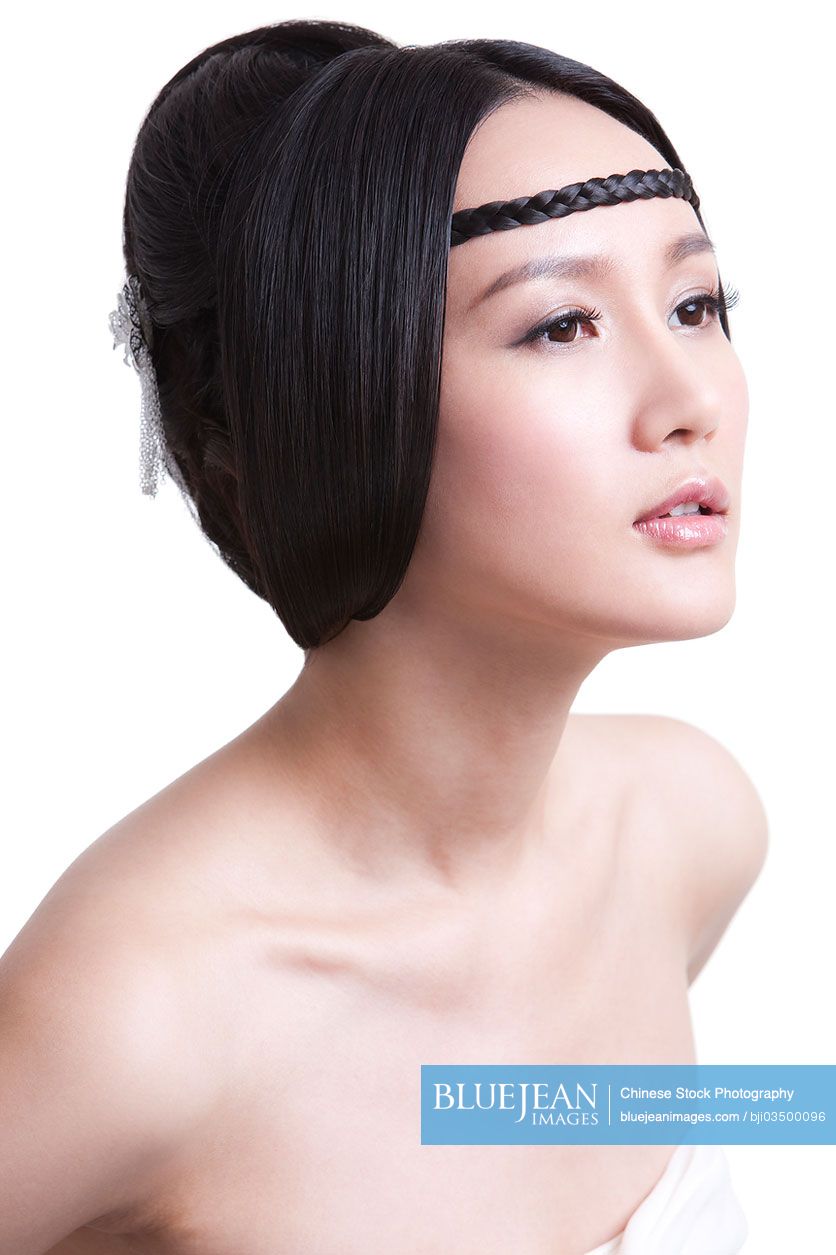 Portrait of beautiful Chinese woman with ancient hairstyle-High-res stock  photo for download
