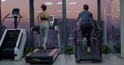 Young Chinese people exercising at gym,4K
