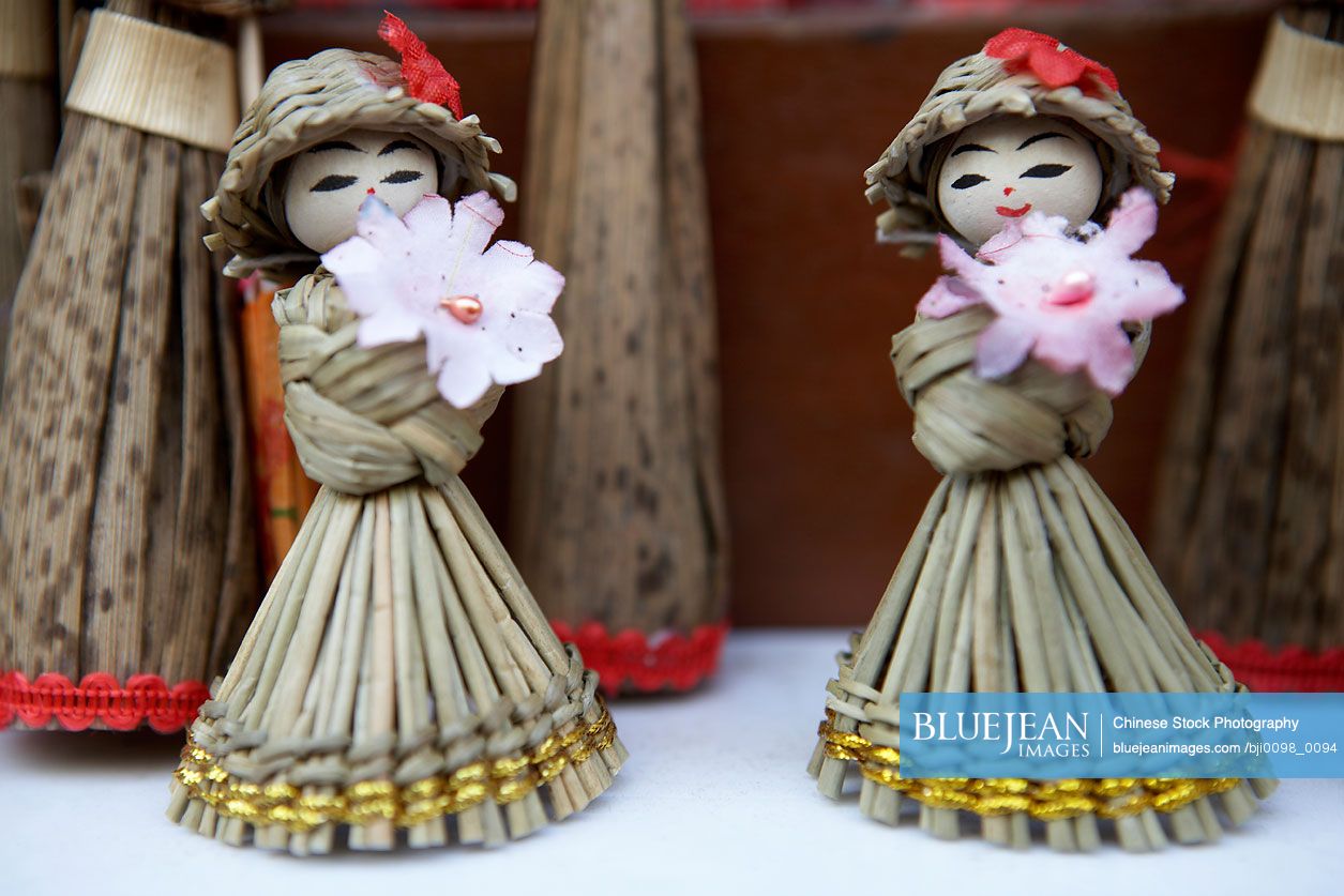 Close up of traditional Chinese dolls