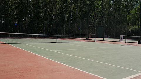 Empty outdoor tennis court