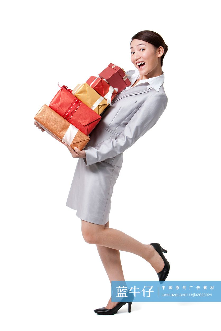 商务女士和礼物盒