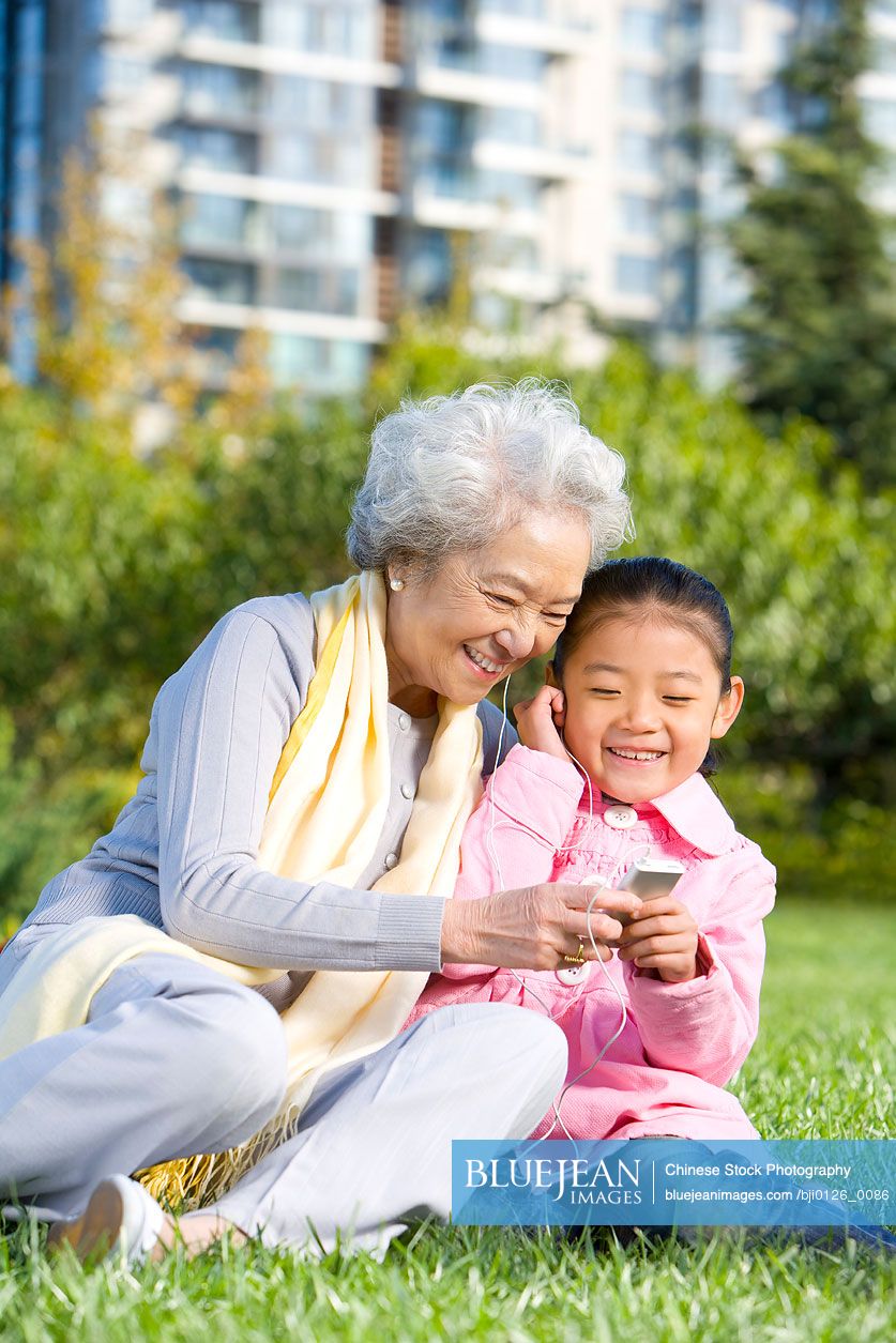 Chinese grandmother and granddaughter share a special moment