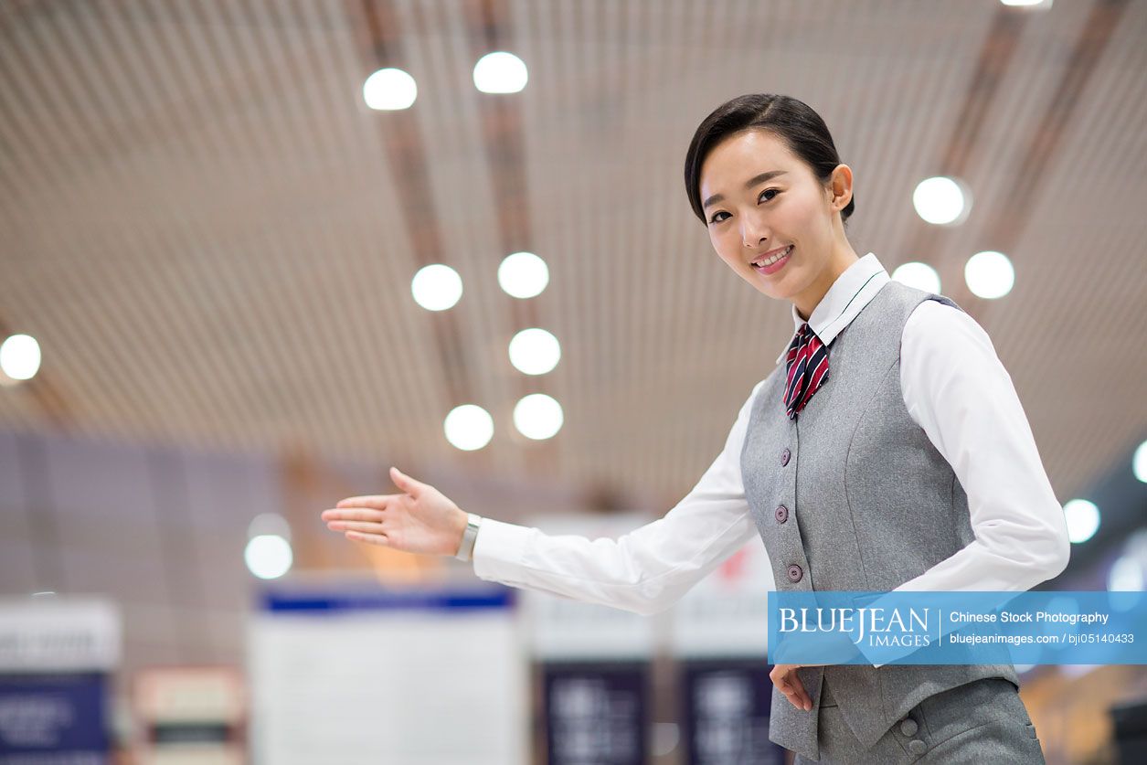 Smiling Chinese airline stewardess