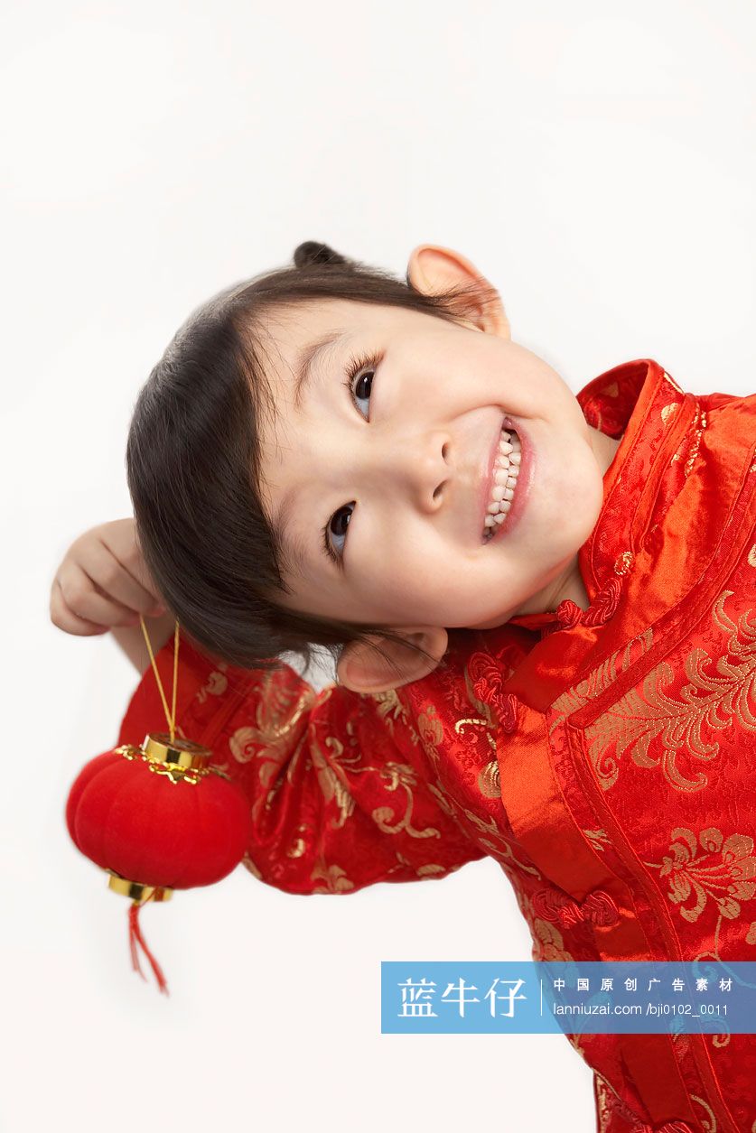 新年小女孩与小灯笼