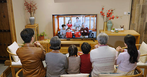 Happy family having video chat during Chinese New Year,4K