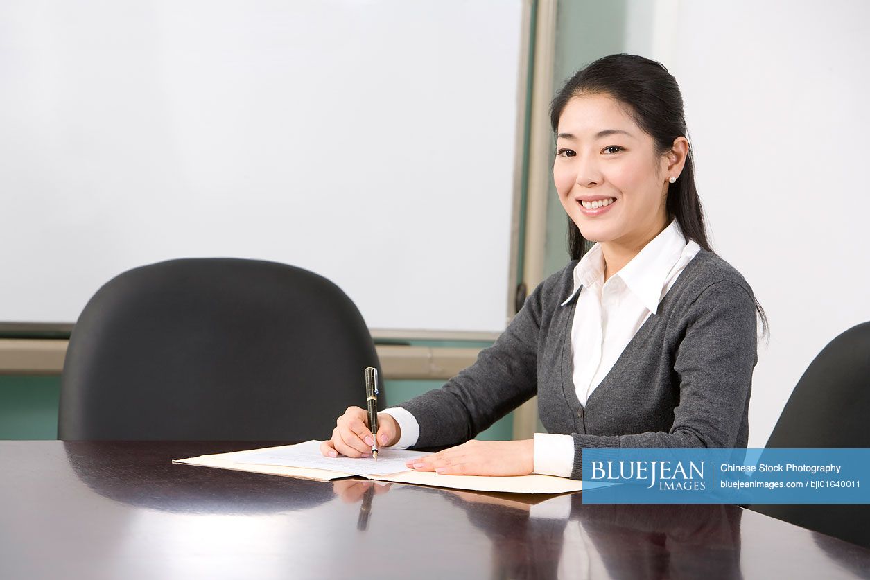Chinese businesswoman working