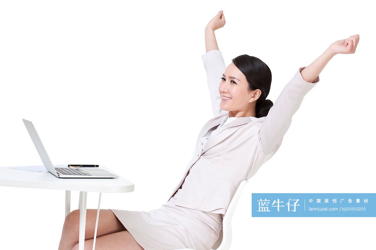 办公室白领伸懒腰