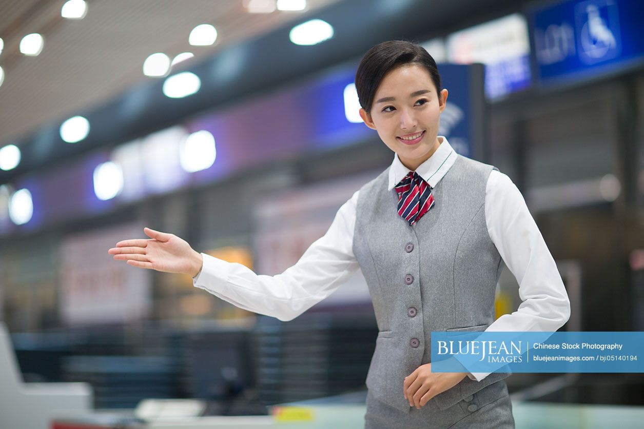 Smiling Chinese airline stewardess