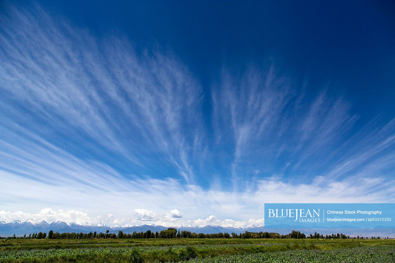 Qilian mountain and sky in Gansu province, China