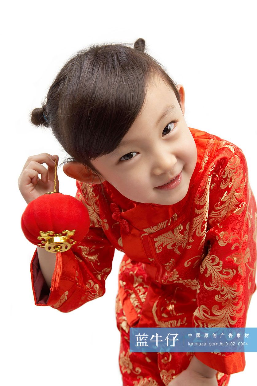 新年小女孩与小灯笼