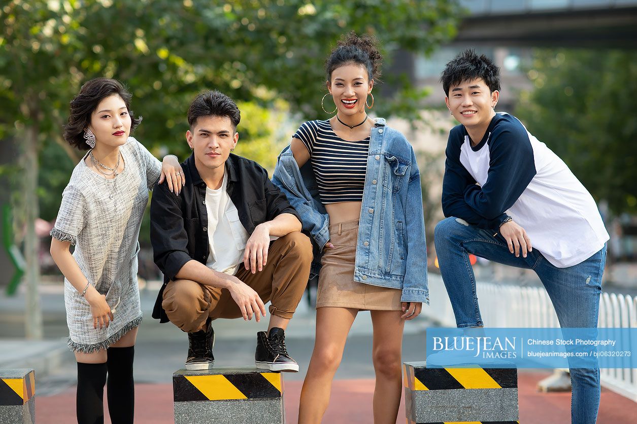 Fashionable young Chinese people on street