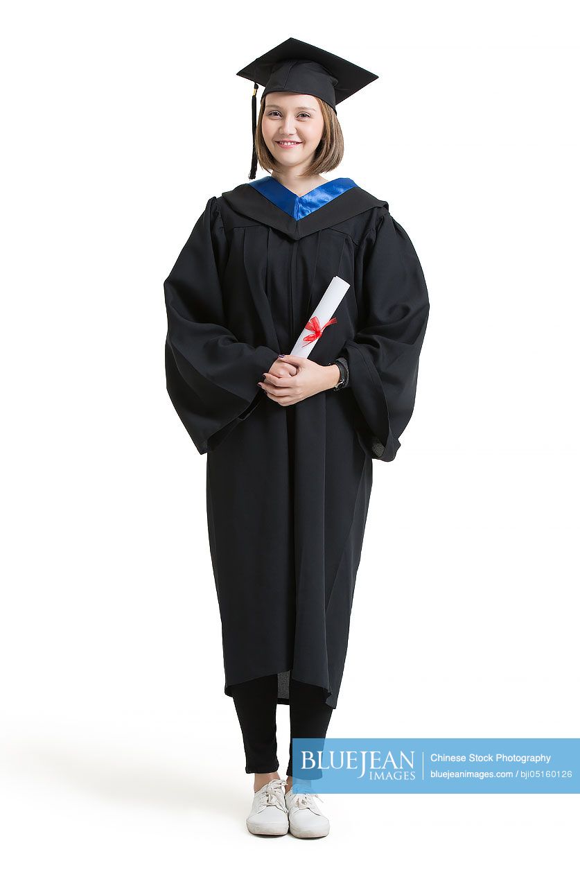 Happy college graduate in graduation gown