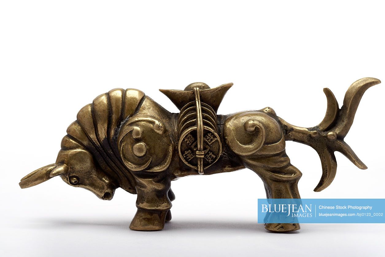 A bronze bull, representing luck and wealth