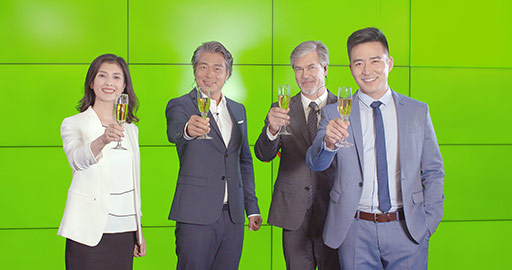 Successful business people drinking champagne,4K
