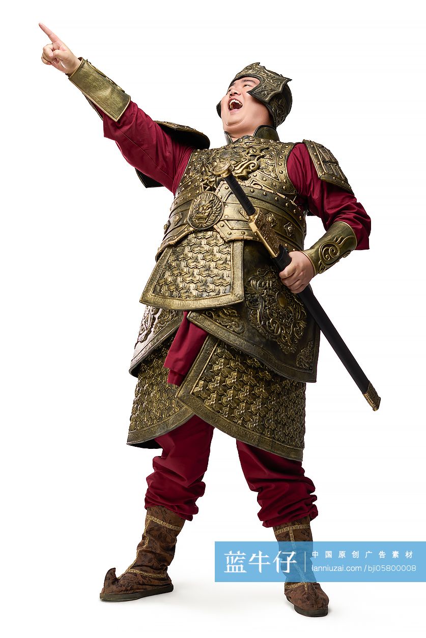 身披重甲的将军在大笑