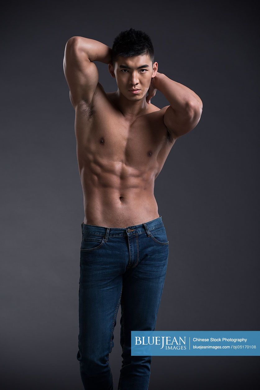 Portrait of young Chinese muscular man