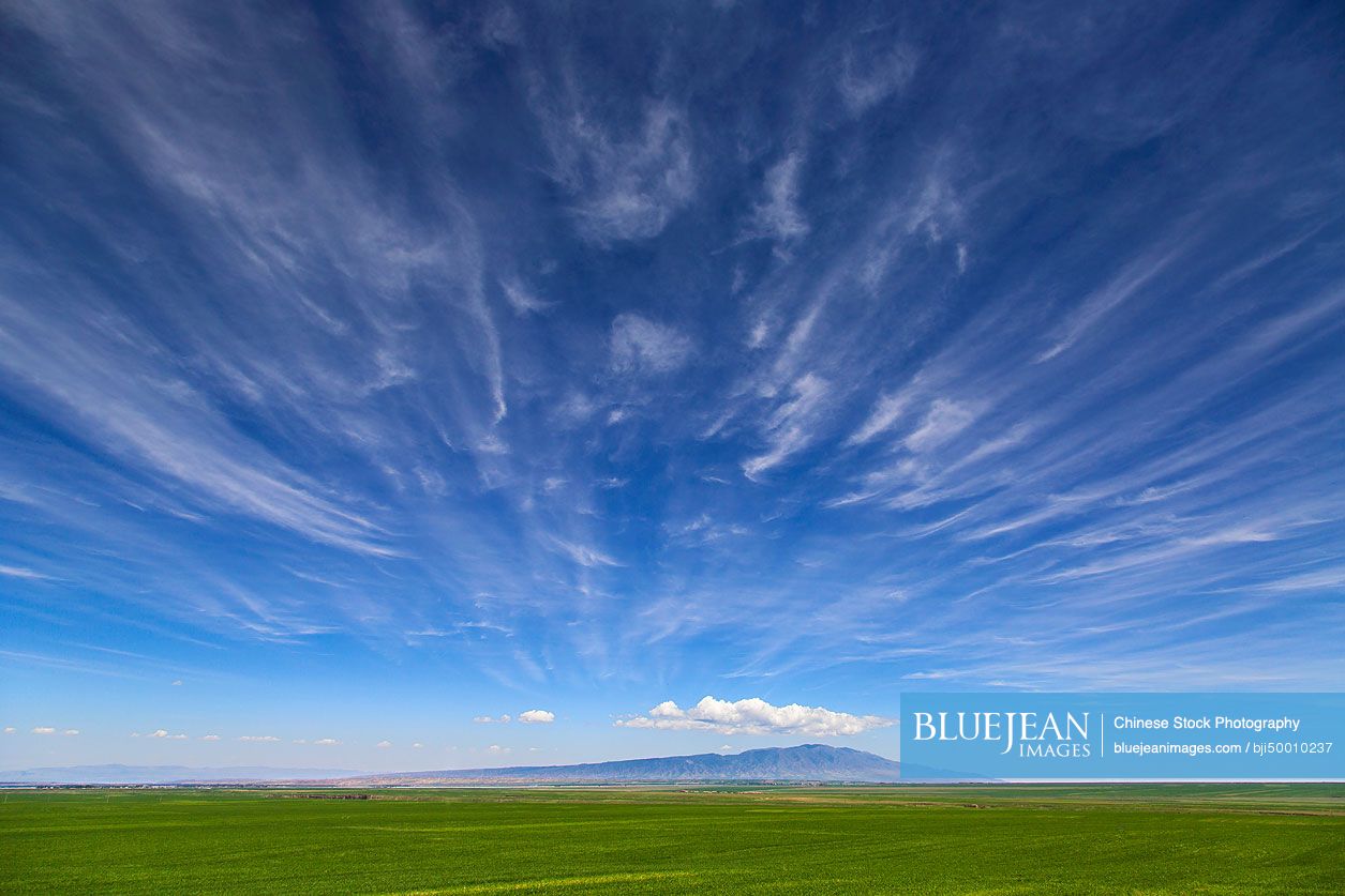 Sky and field in Gansu province, China
