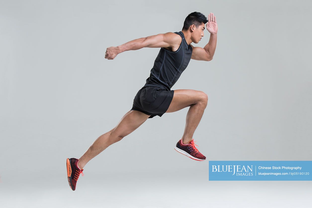 Male Chinese athlete running