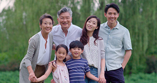 Happy Chinese family in park,4K